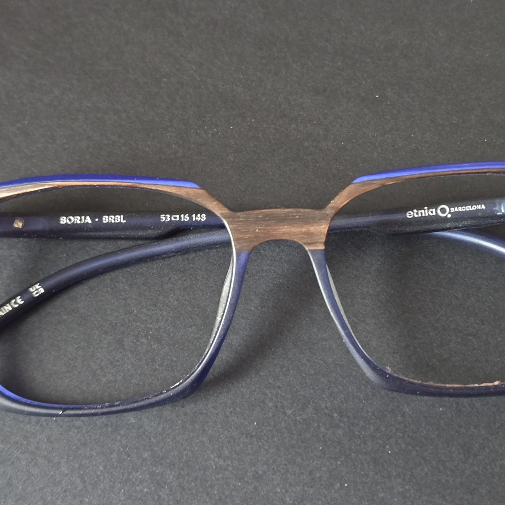 Etnia  Barcelona Faux Wood & Blue Eyewear Frames (SPAIN)